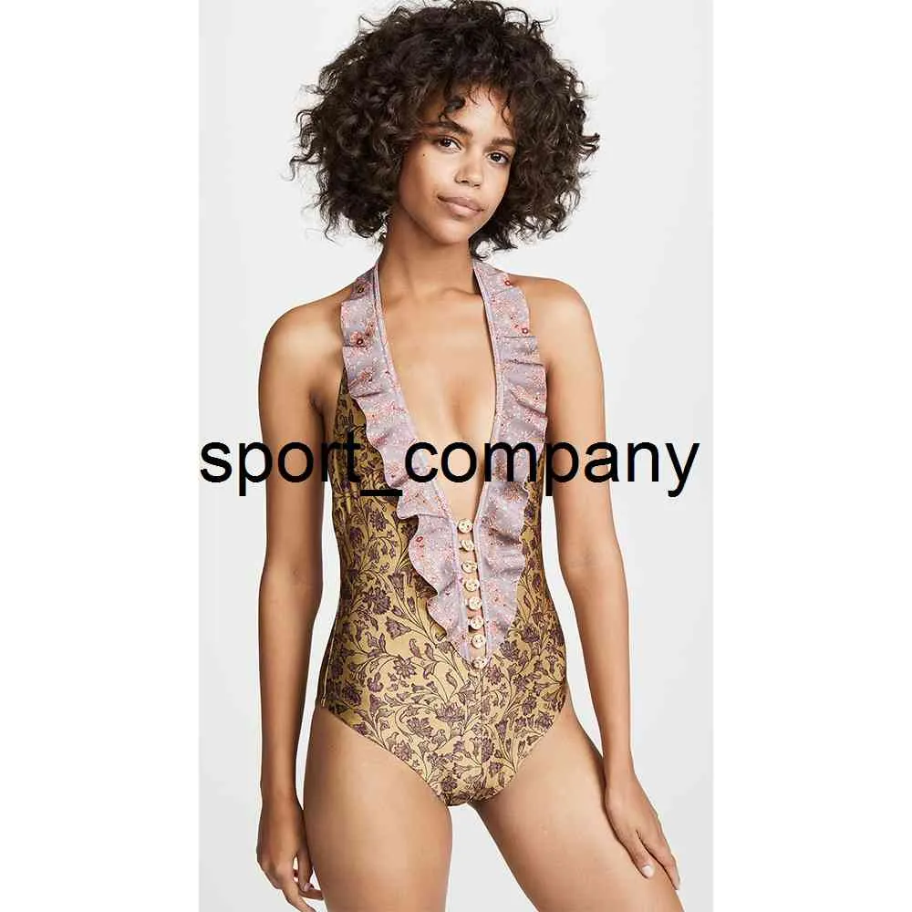 Duning Baddräkt One Piece High Cut Badkläder Ruffle Summer Beachwear Backless Baddräkt Kvinnor 2021 Retro Monokini