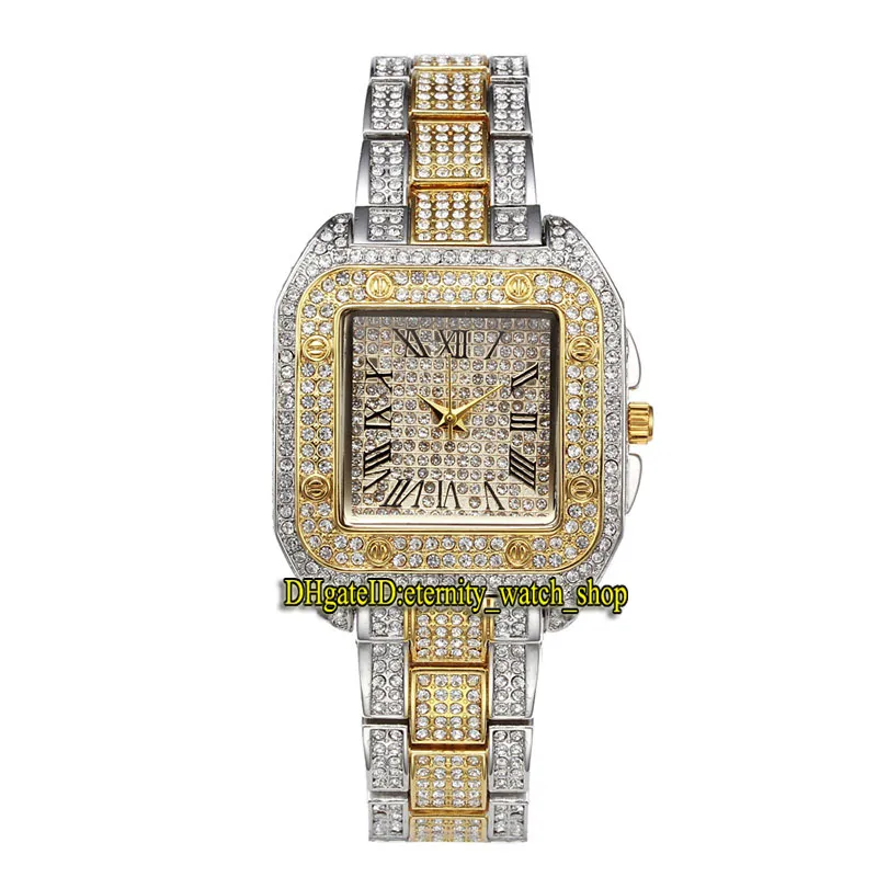 MISSFOX 2021 éternité v287 loisirs mode dame montres or CZ diamants incrusté cadran mouvement à quartz montre pour femme boîtier en alliage demi diamant bracelet deux tons