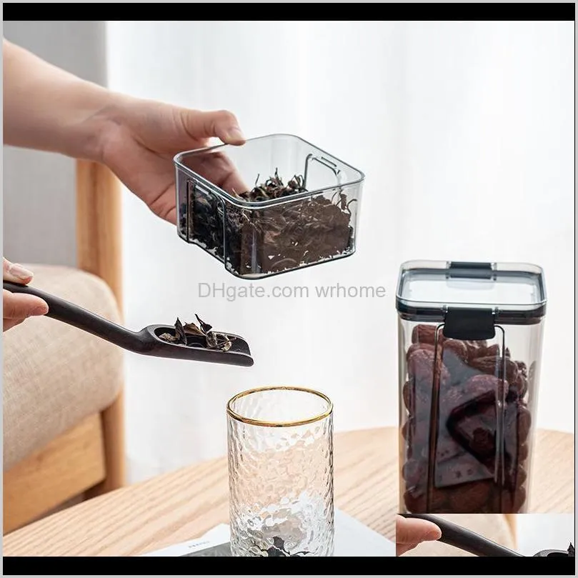 Storage Jar Set Transparent Square Sealed Kitchen Grain Box Dried Fruit Bottles & Jars