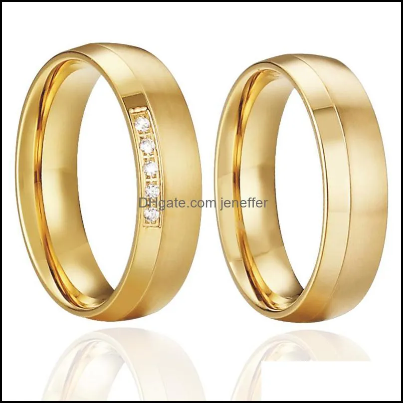 Love Alliance Gold Color marriage his and hers couple wedding rings set for men and women girls proposal Comfort fit Y0420