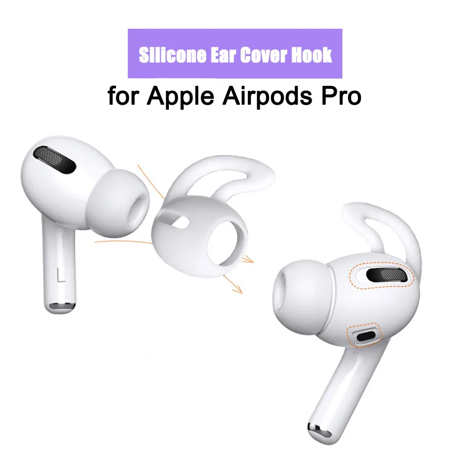 200PCS / Lot Silicone Earputs Case for AirPods Pro Anti-Lost Eartip Ear Hook Cap Cover Apple Bluetooth Earphone Tillbehör