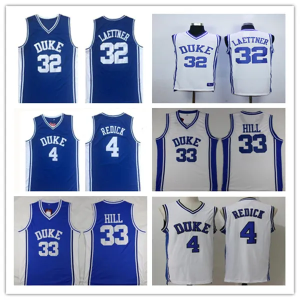 NCAA College Basketball Courbeys 4 JJ Redick 32 Christian Laettner 33 Grant Hill 100 ٪ Stitched Jersey Blue White Men