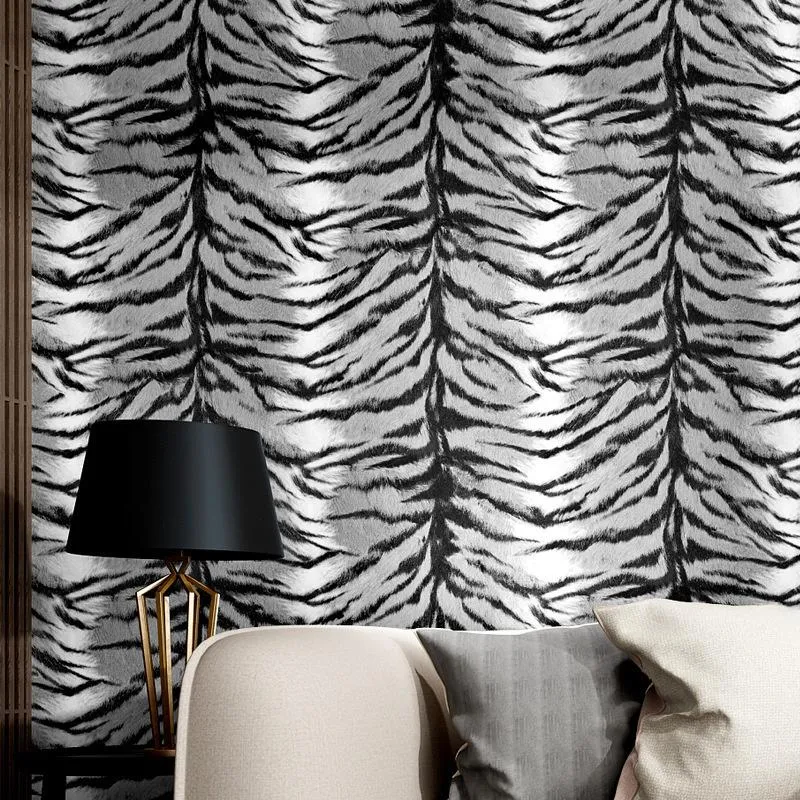 Fondos de pantalla Zebra Wallpaper Sala de estar Dormitorio Mesita de noche Sofá Moderno Simple Nostálgico TV Fondo Pared Leopardo