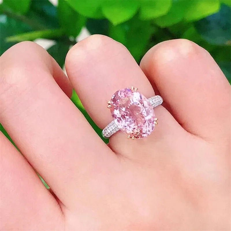 BONLAVIE 925 Sterling Silver 5 Carat Ring Vintage Hollow Oval Stone Jewelry For