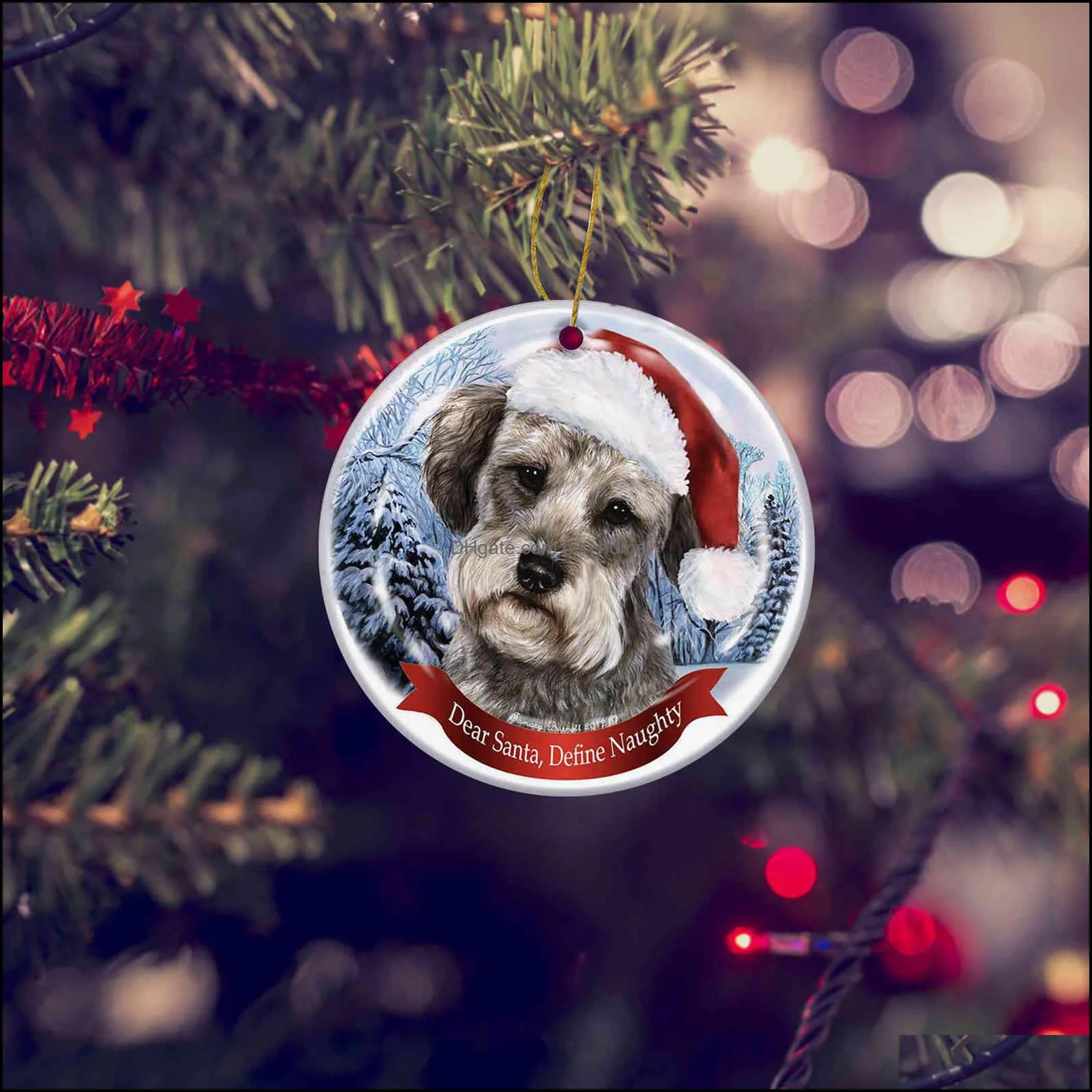 Christmas decorations 2021 Dog Crane Tree Ornaments Cute Dogs Buttons Decoration Poison Product Customized New Year 2022 Navidad 0916