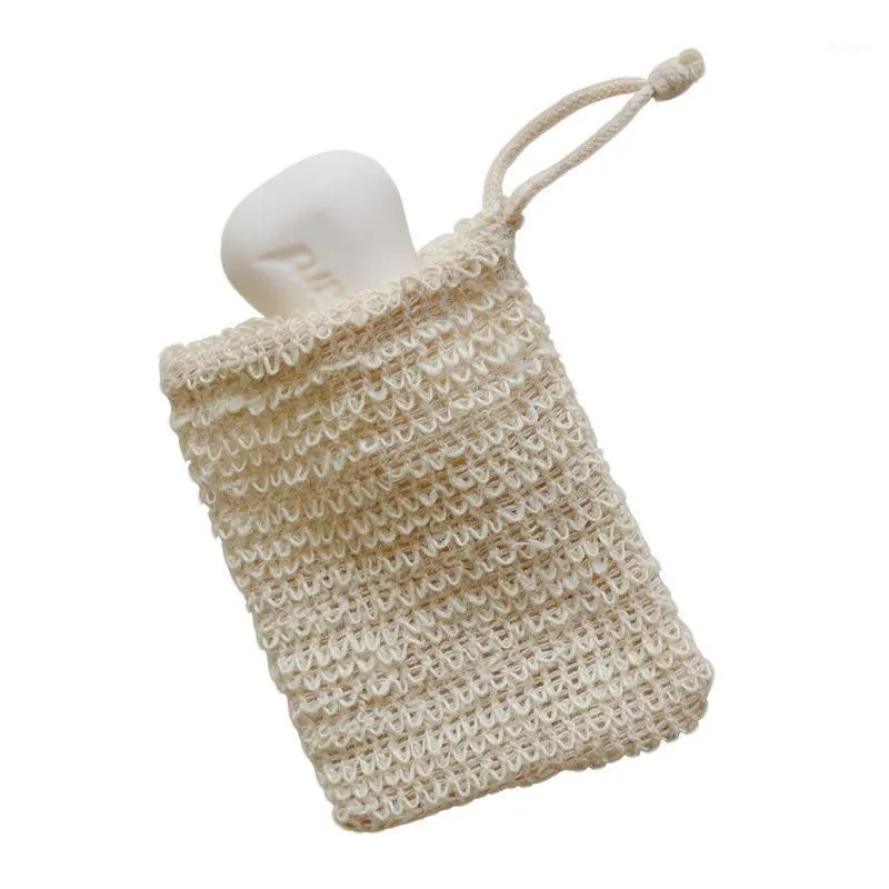 Storage Bags Foam Dry Soap Bag Cotton Linen Drawstring Design Durable Soft Cleaning Exfoliating Exquisite Gift For Family GHS99