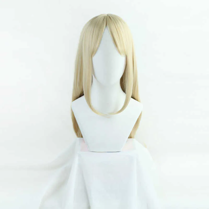 Game LOL Ahri Cosplay Wig with ears KDA POP/STAR Women Long Straight Blonde Hairpiece KPOP SKIN Synthetic Hair Y0913