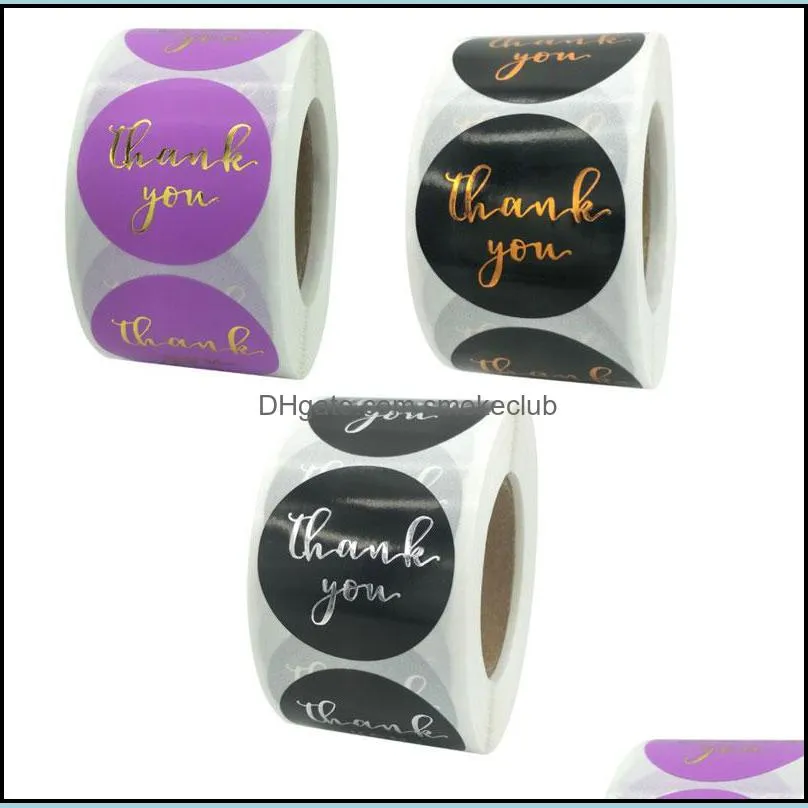 500pcs Roll 1.5inch Thank You Paper Adhesive Stickers Wedding Box Envelope Decor Handmade Gift Bag Label