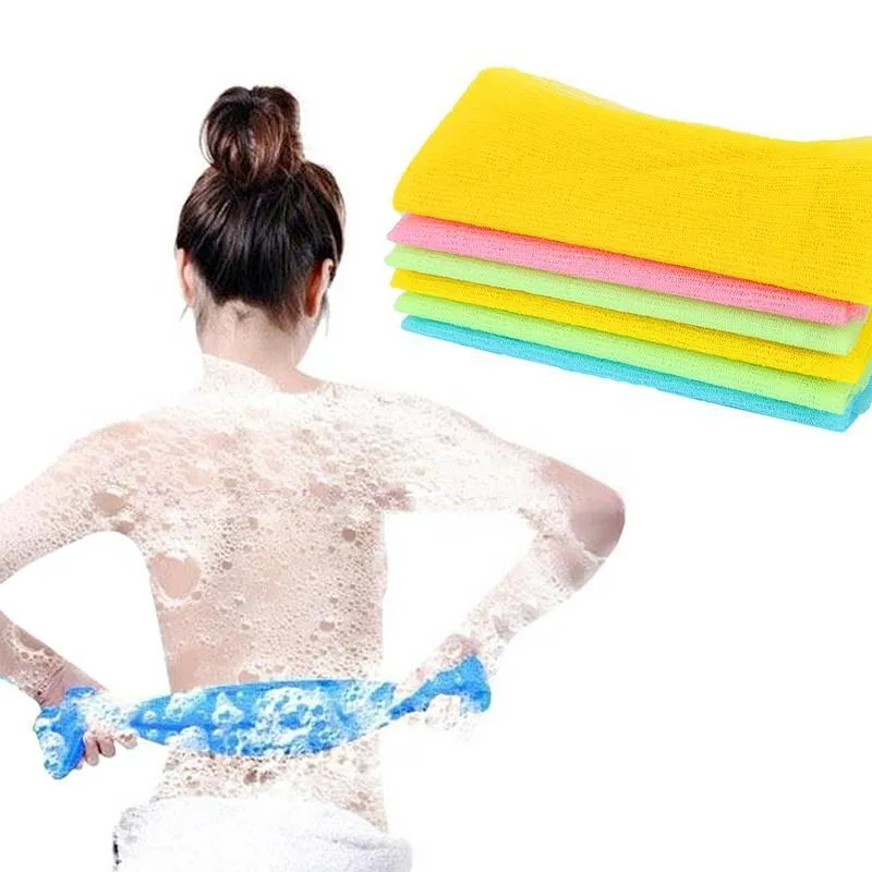 Nylon Mesh Bad Dusch Kropp Tvätt Rengör Exfoliate Puff Scrubbing Towduk Cloth Scrubber Soap Bubble Gilla Loofah