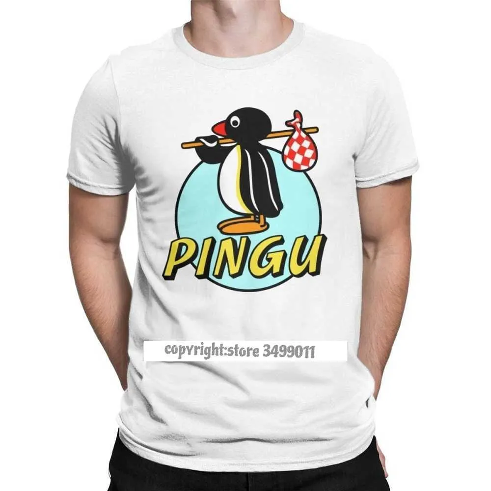 Mężczyźni Nut Pingu T Shirts Series Cartoon Meme 90s Retro Premium Cotton Funny Fitness Fashion Tees T-shirt 210629