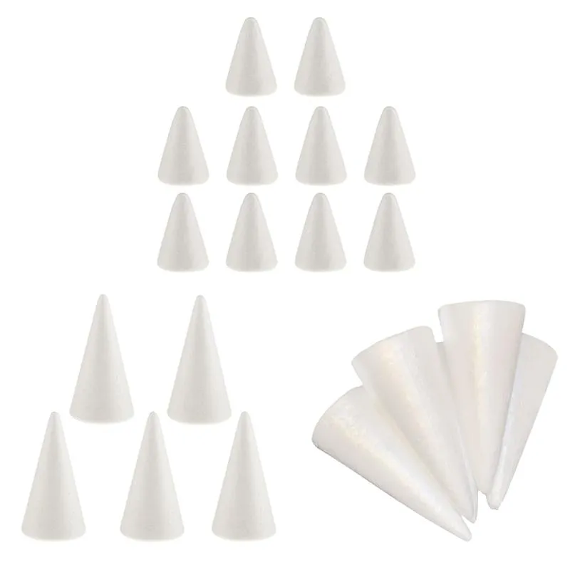 Party Decoration 20pcs/set White Creative Styrofoam Foam Ornament Cone Shape DIY Craft