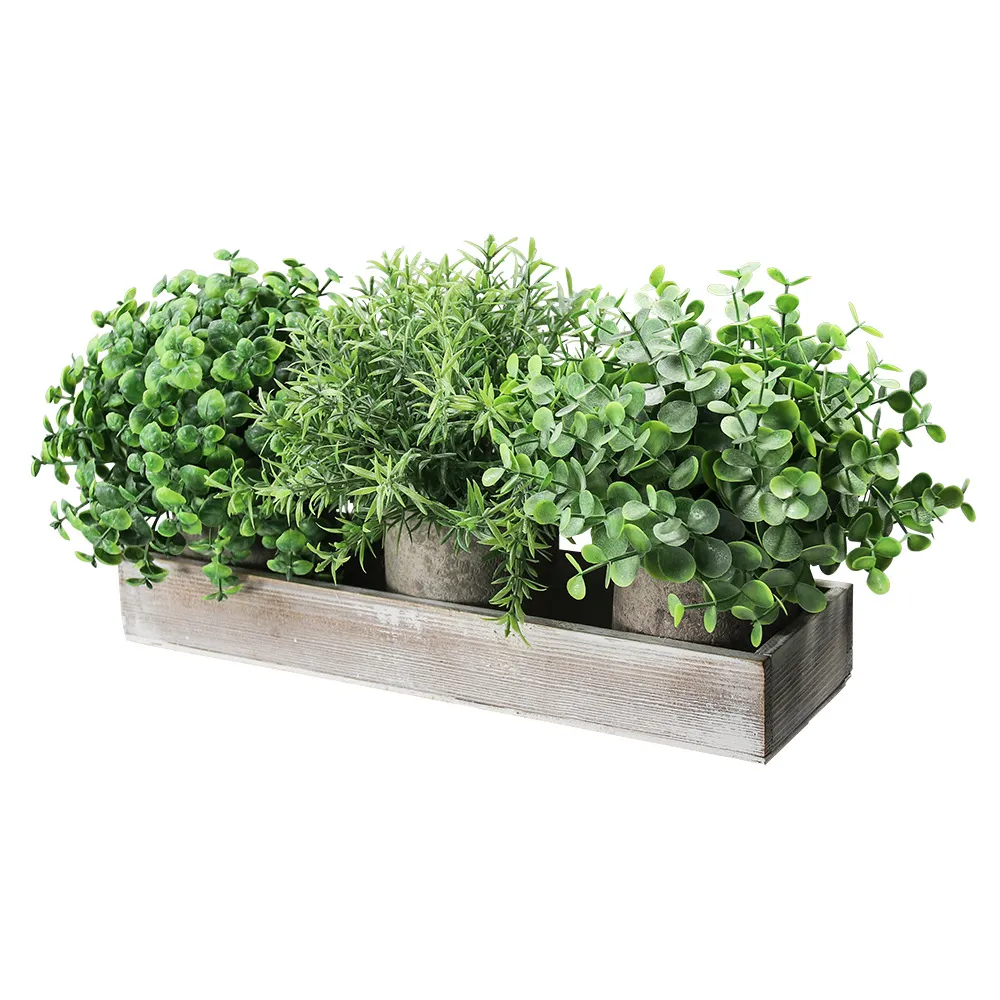 3 adet Set Mini Saksı Yapay Bitkiler Ökaliptüs Yaprakları Saksı Dekoratif Kapalı Ofis Masası Dekor Için Dekoratif Yapraklar Ev Bahçe Sahte Yeşillik Bitki