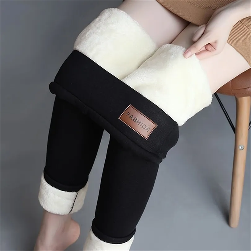 Invierno Mujeres Leggings Velvet Pantalones cálidos Hight Cintura Sólido Color Cómodo Mantenga elástico 211221