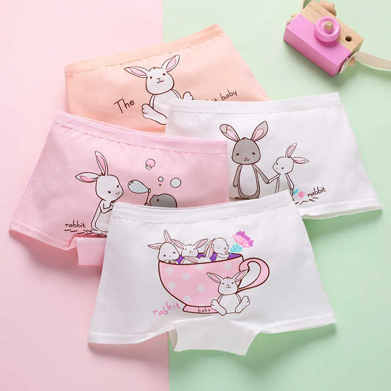 4-Pack Cotton Cartoon Rabbit Print Breathable Baby Briefs Princess Panties  for Girls