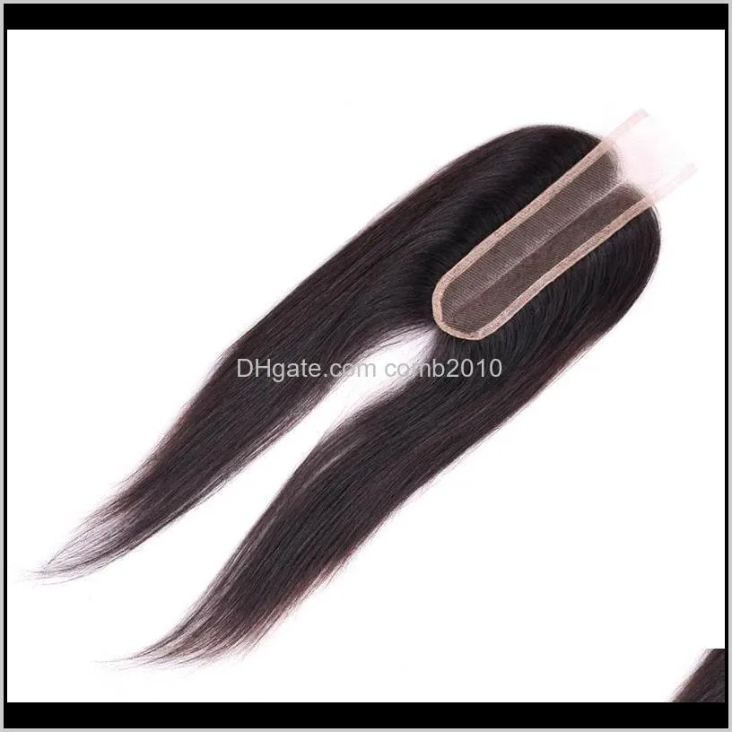 Fecho de Cabelo Humano Peruano 2x6 Fechamento de Laço Cabelo Peruano Reto PARTE MÉDIO COM Fechamentos de Cabelo Bebê 8-20inch Eqnrw CyqfJ