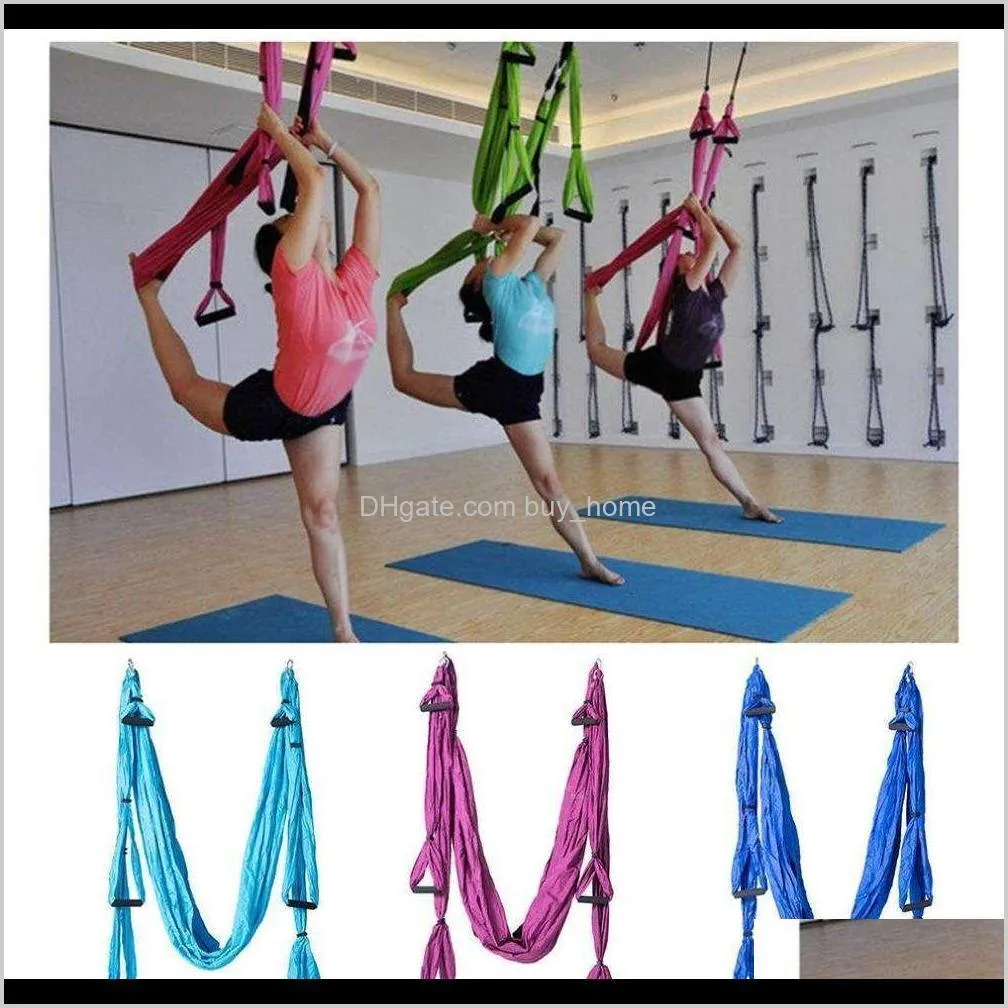 5 colors aerial yoga hammock 6 handles strap home gym hanging belt swing anti-gravity aerial traction devices 201124