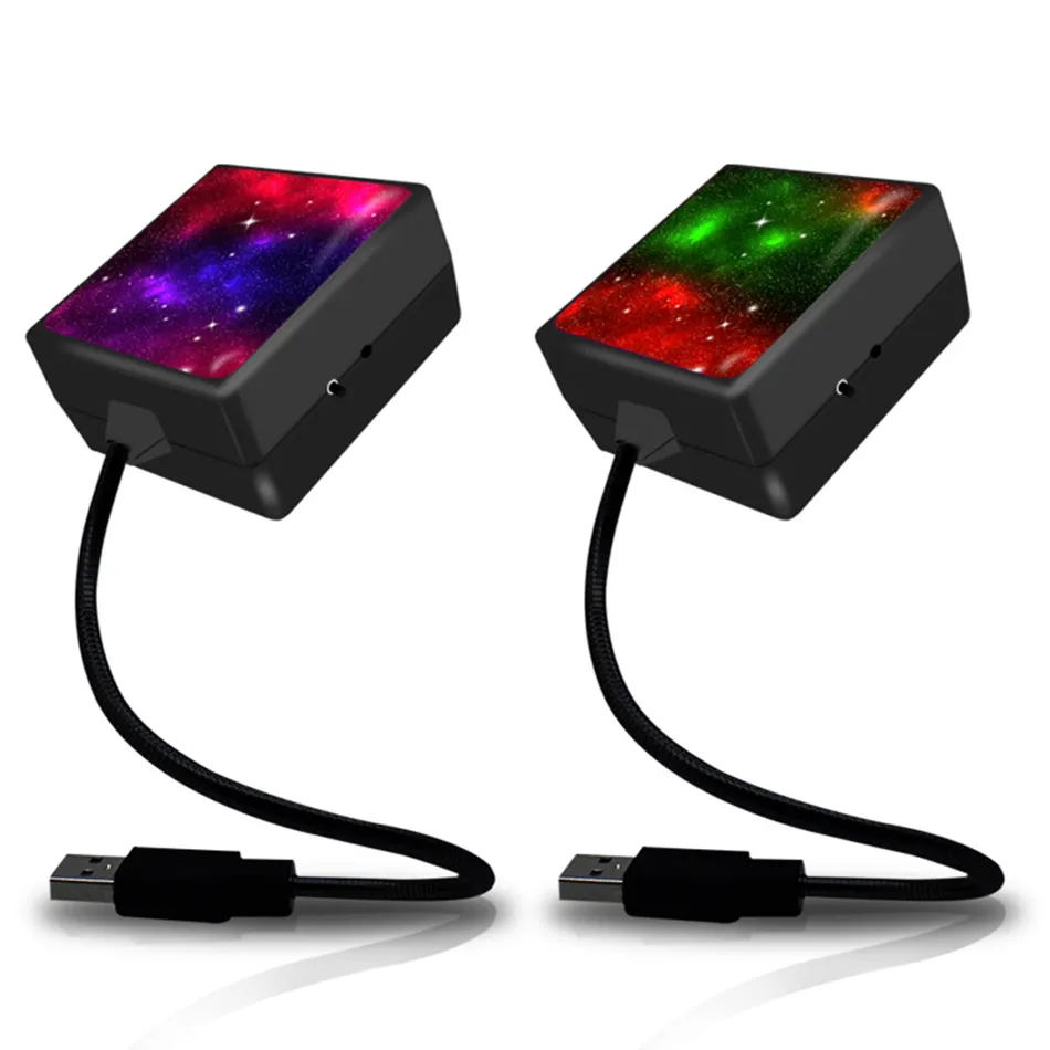 Bil Inredning Atmosfär Starry Laser Lights USB LED Tak Bilstjärnan Nattlampa Projektor Super Ljusstyrka Auto Dekoration C208