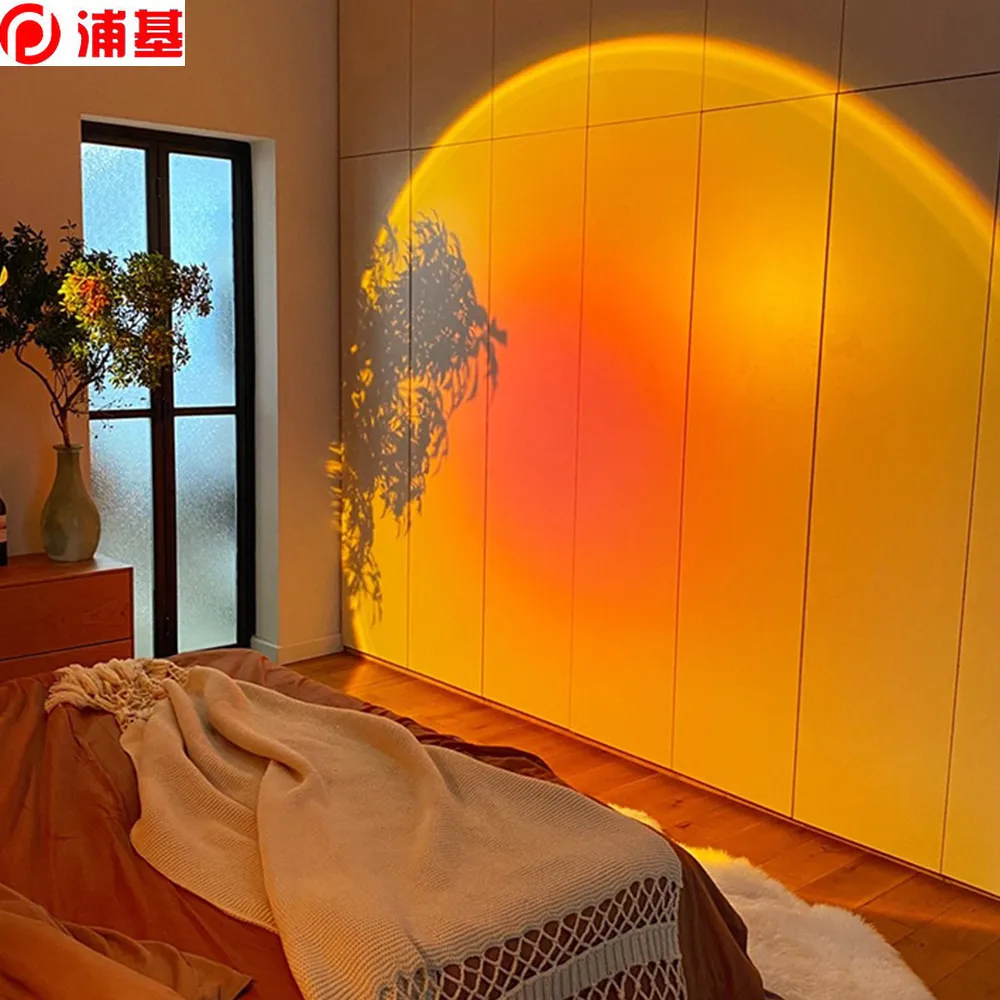 Atmosphère Led veilleuse arc-en-ciel coucher de soleil projecteur lampe pour la maison café fond décoration murale USB opérer lampe de Table