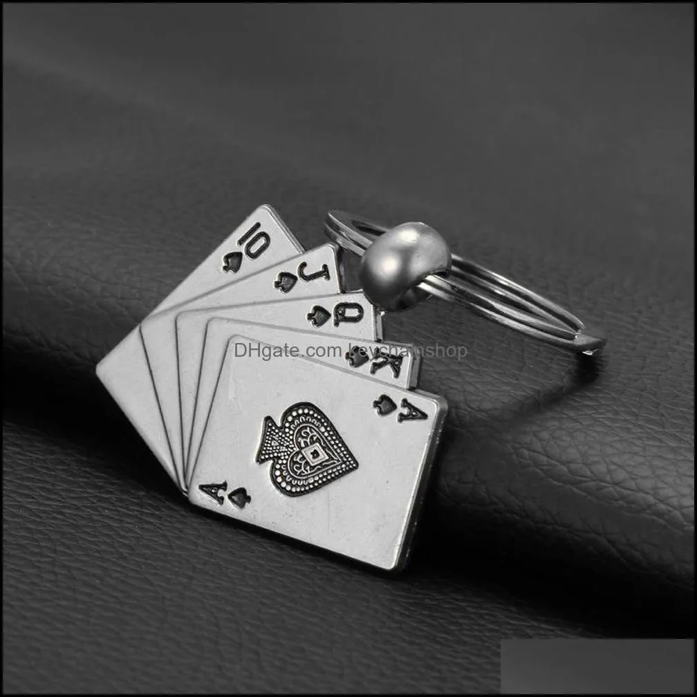 2021 poker key rings alloy pendant keychain handbag hangs fashion jewelry promotion Gift will and sandy key chain