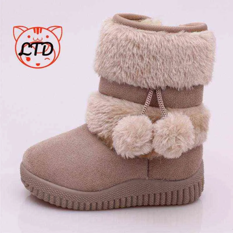 Meisjes snowboots winter warme kinderen laarzen lobbing bal dikke kinderen herfst comfortabele dikke schattige jongens laarzen prinses schoenen 211108