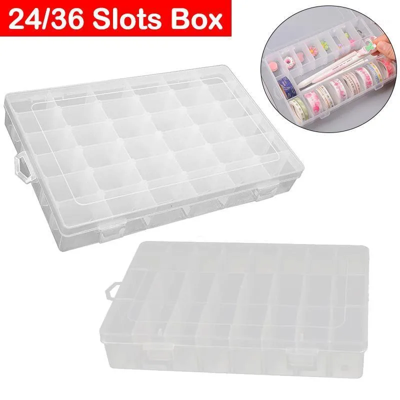 Storage Bags Adjustable 24/36 Slots Plastic Box For Jewelry Office Supplies Househole Items Oganizer Container