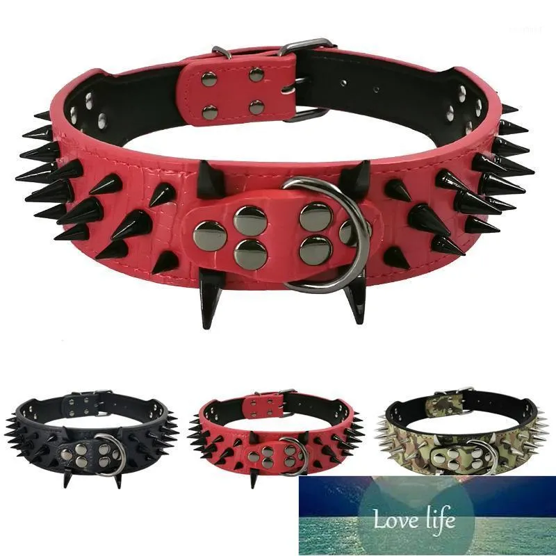 Colliers pour chiens Laisses Collier à pointes épais et durable Cuir Rivets souples élégants Boucle en métal pour animaux de compagnie Convient aux chiens de taille moyenne1