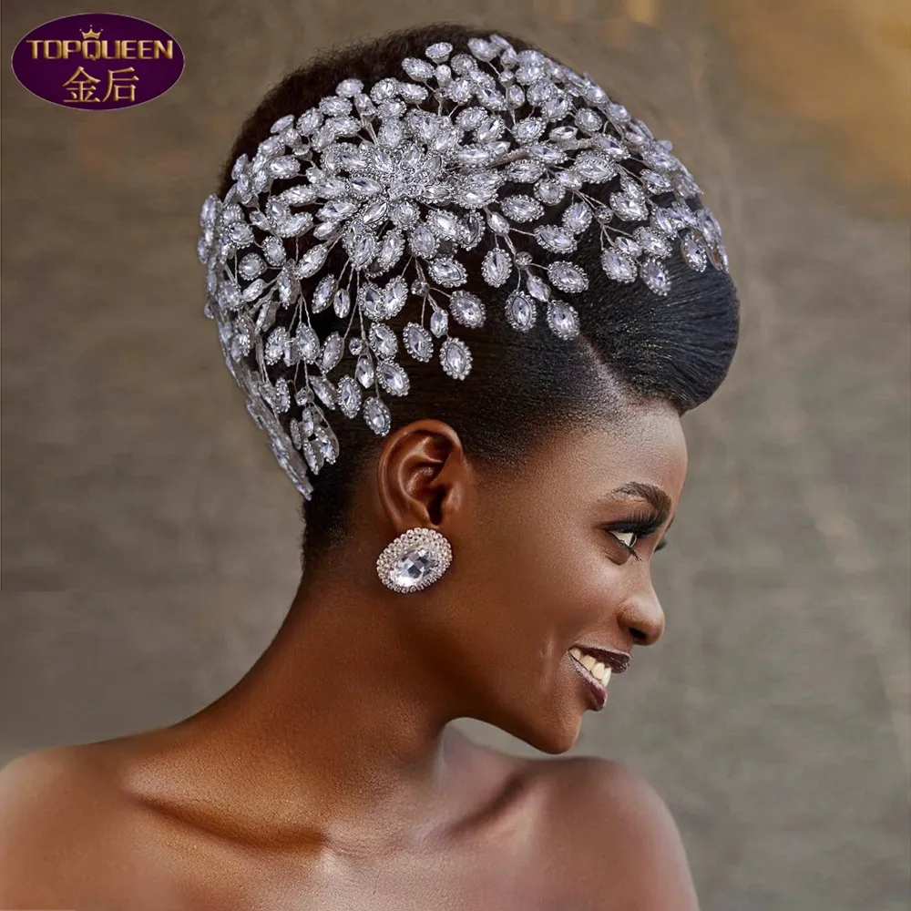Couronne Strass Reine EXCEART - Diadème Mariée Avec Fleurs Cristal Pour événements Glamour
