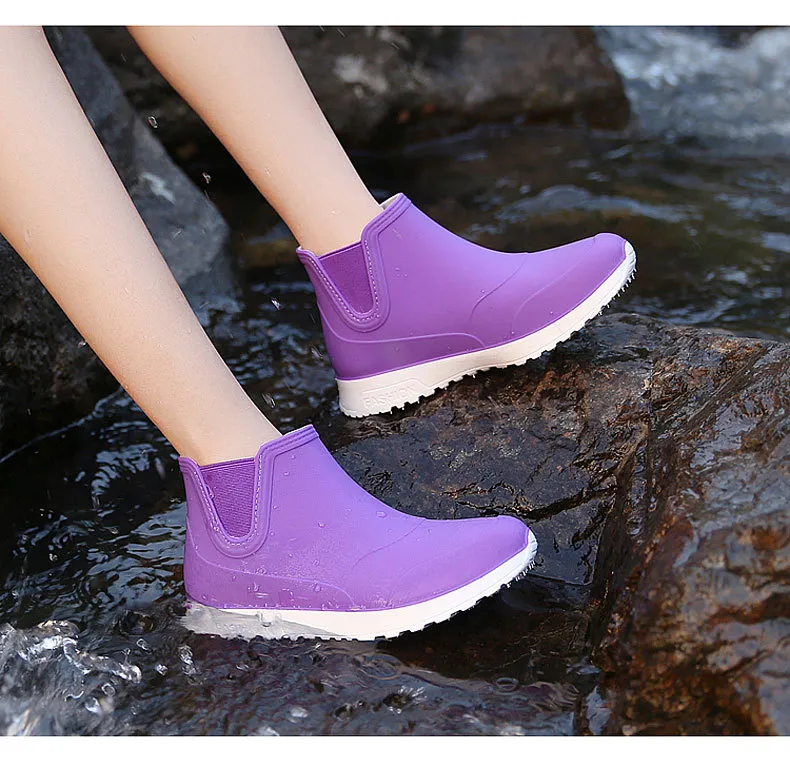 Top Qualit Ankle Comfortable Rain Shoes Women Waterproof Water Shoes Ankle  Pvc Rainboots New Female Fashion Solid Fishing Boots Slip On Winter Cotton  From 118,54 €