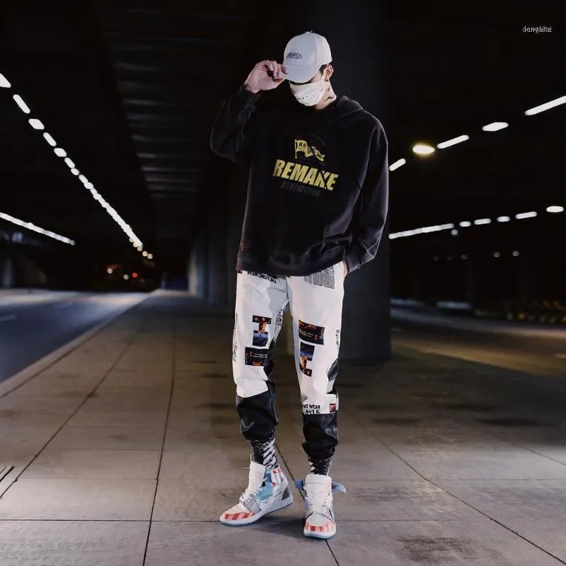 Męskie spodnie polarowe fluorescencyjne spodnie dresowe Fashional Męskie Joggers Harajuku Casual Hip Hop Streetwear Elastyczny talii Spodnie1