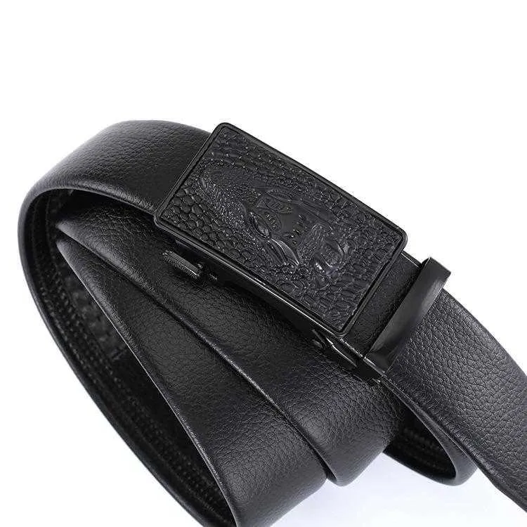 Belts Fashion Belt Men belt 100% Top cow leather Belt Automatic Buckle 3.5cm width Black Coffee casual male Belts 007