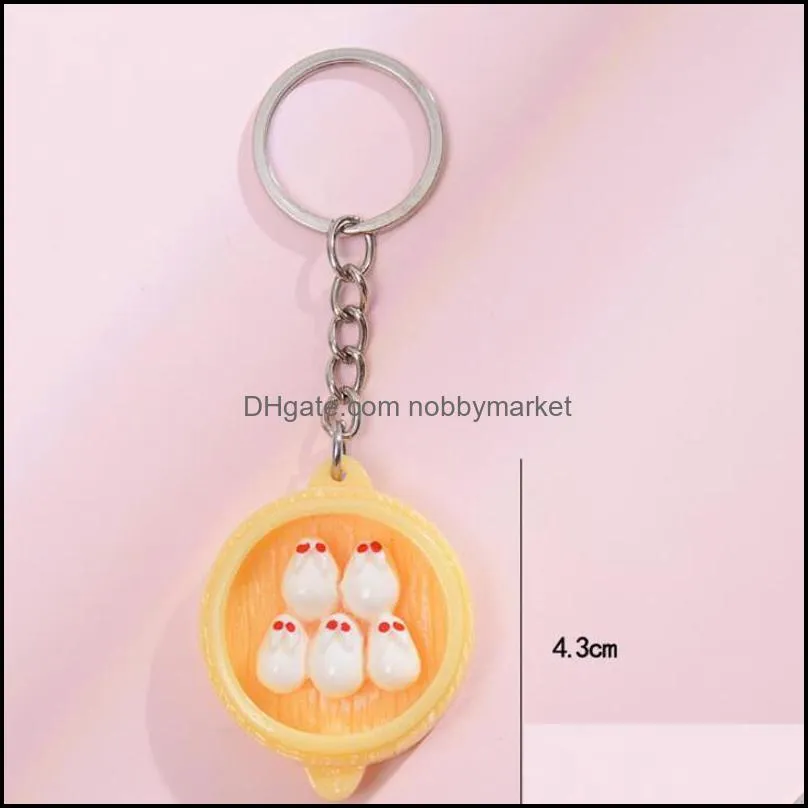 Kawaii Emulation Food Steamers Keychains bag Pendant Multi Styles Keychain Charms Straps Car Key Rings