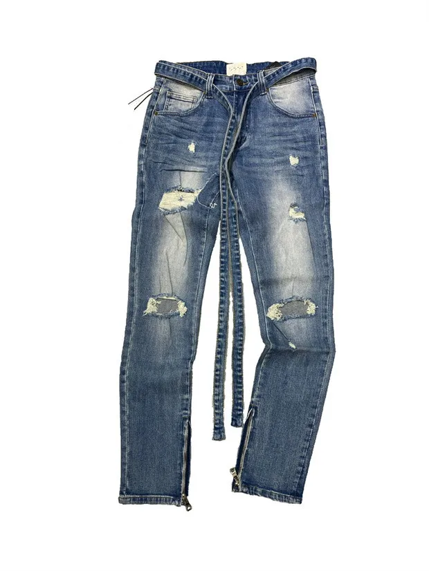 Mens jeans luxurys designer rippade mode jean kläder design byxor ljusblå män slim denim rak biker hål hip hop topp kvalitet storlek 29-42