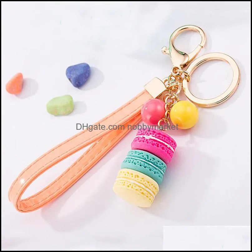 Resin Key Chain Rings Macaron Beads Pendant Keychain Holder Trinkets Jewelry Keyring Accessories for Car Candy Color Fashion Women Bag