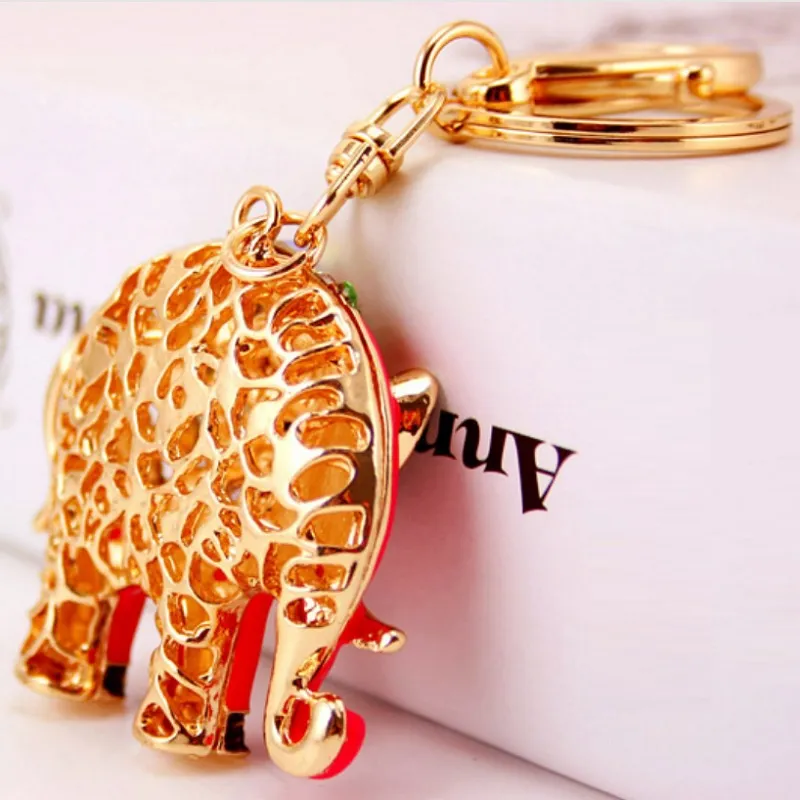 블링 블링 크리스탈 키 체인 동물 코끼리 펜던트 금속 키 체인 코끼리 열쇠 고리 금속 열쇠 고리 작은 선물