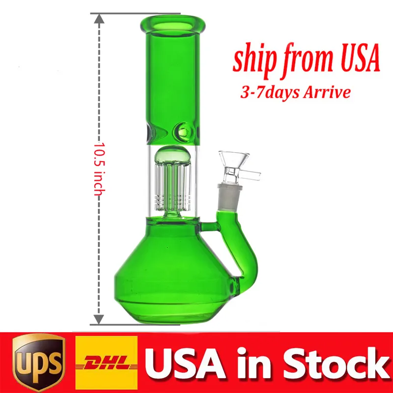 Glasbecherhaarnungen Wasserleitung mit Armbaum PERC-Dortstem-Recycler DAB Rig Bong 14mm Gelenk mit Glasölbrenner Pieps Stock in den USA