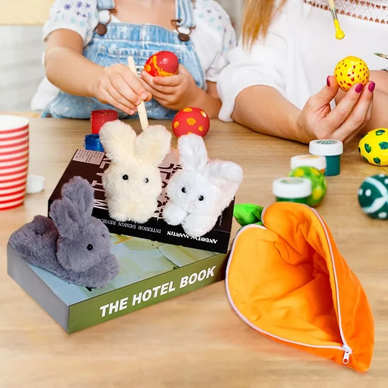 Söt morotpåse Rabbit Doll Set påsktecknad rolig dockor Dekor gåva hemfest dekoration för barnleksaker