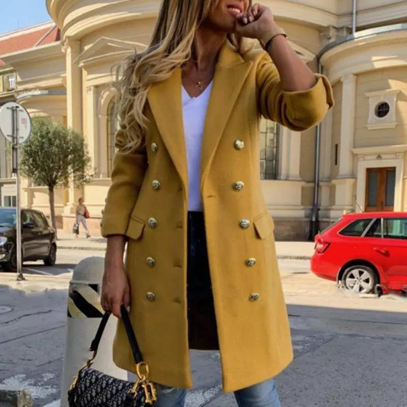 Womens Long Woolen Overcoat Stylish Winter Wool Trench Coat Women
