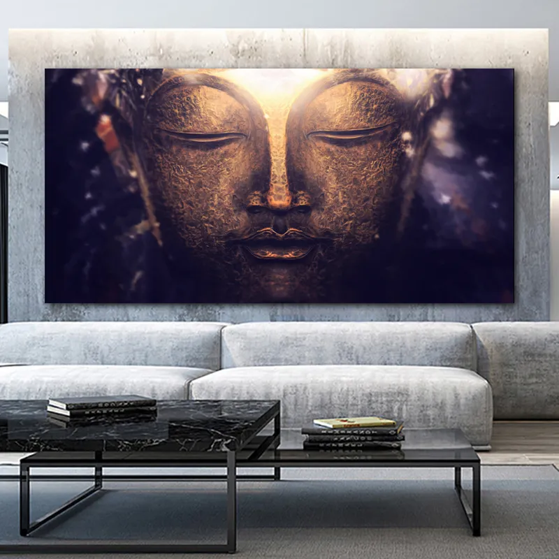 Płótno Plakaty Buddha Malarstwo Wall Art Pictures Zdjęcia do salonu Nowoczesny wystrój domu Duży rozmiar Dekoracyjny Design Sofa Noc