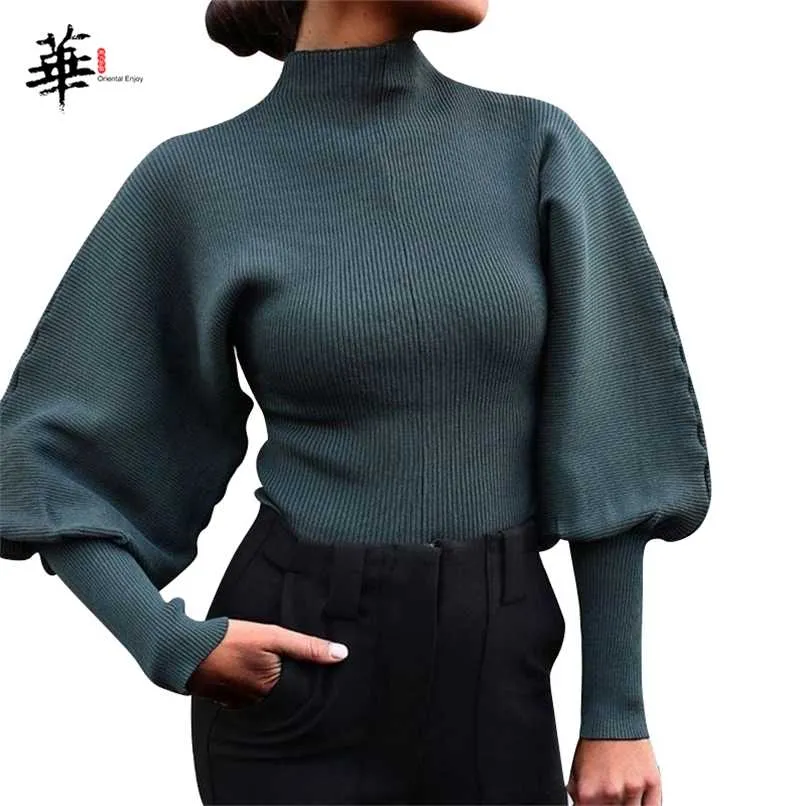 Suéteres de mulher de gola alta queda de manga longa blusas de malha para mulheres roupas de inverno mulher colheita de feminino jumper recortado suéter 211120