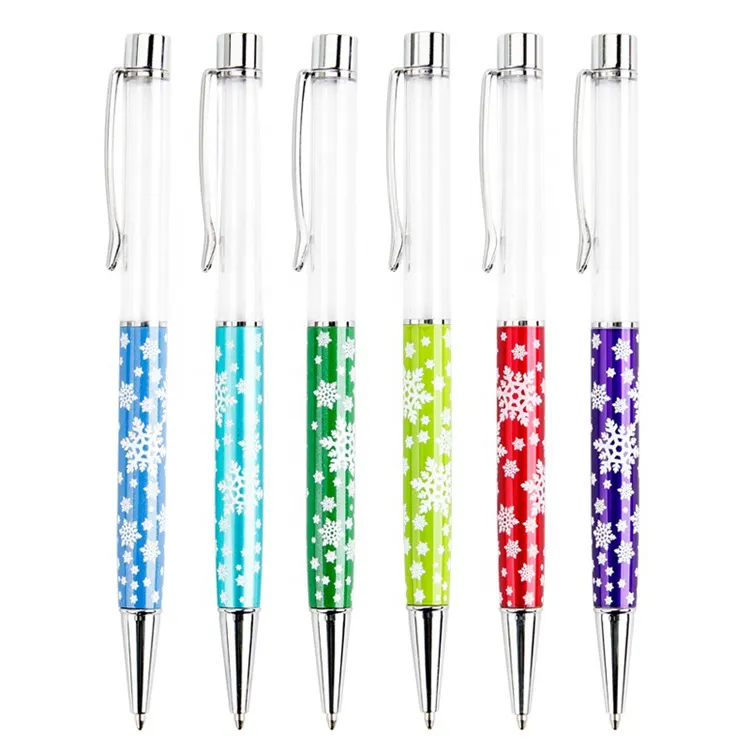 Christmas Crystal DIY Ballpoint Pen Empty Floating Glitter DIYs Multi Function Pens DH5585