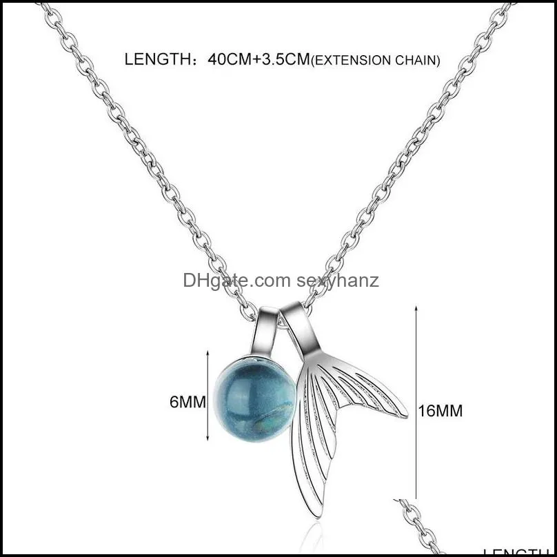 White Tibetan Silver Pendant Necklace Minimalist Clavicle Chain Projection Microcarving Zircon Bead Fish Jewerly Gift