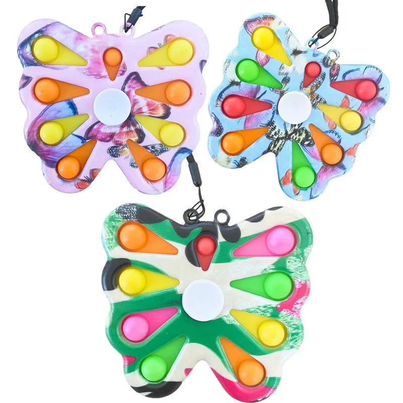 Красочные сенсорные FIDGET PUSH BUBBLE доска игрушки доски простые Dimple Divets Spinner Butterfly Print