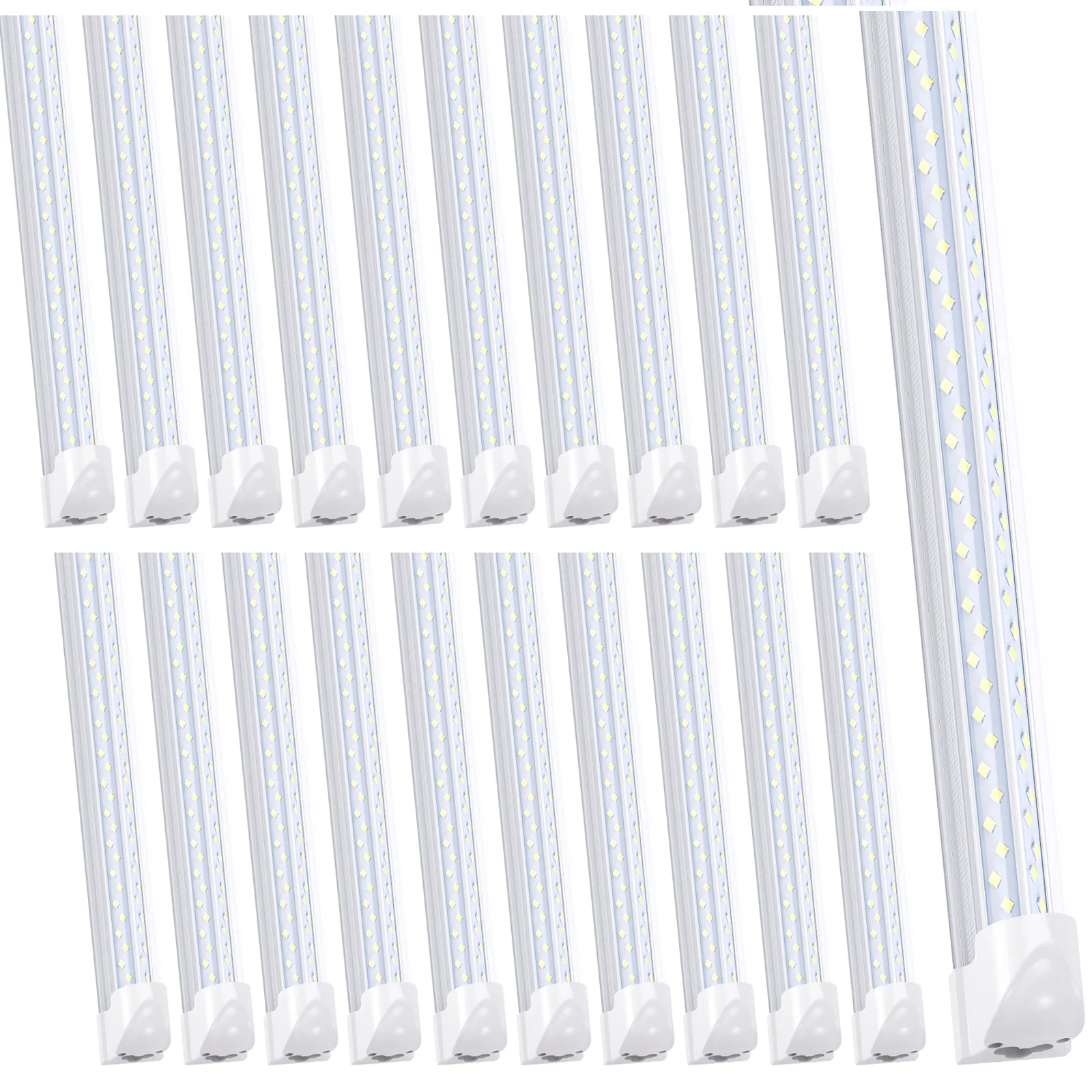 8Ft Linkable Loja Luzes, 120W 14400LM V-Forma V-Forma T8 Luminária LED, Lado Duplo 4 Linhas, Lente Clear 6000K Lâmpada Fluorescente Substituição