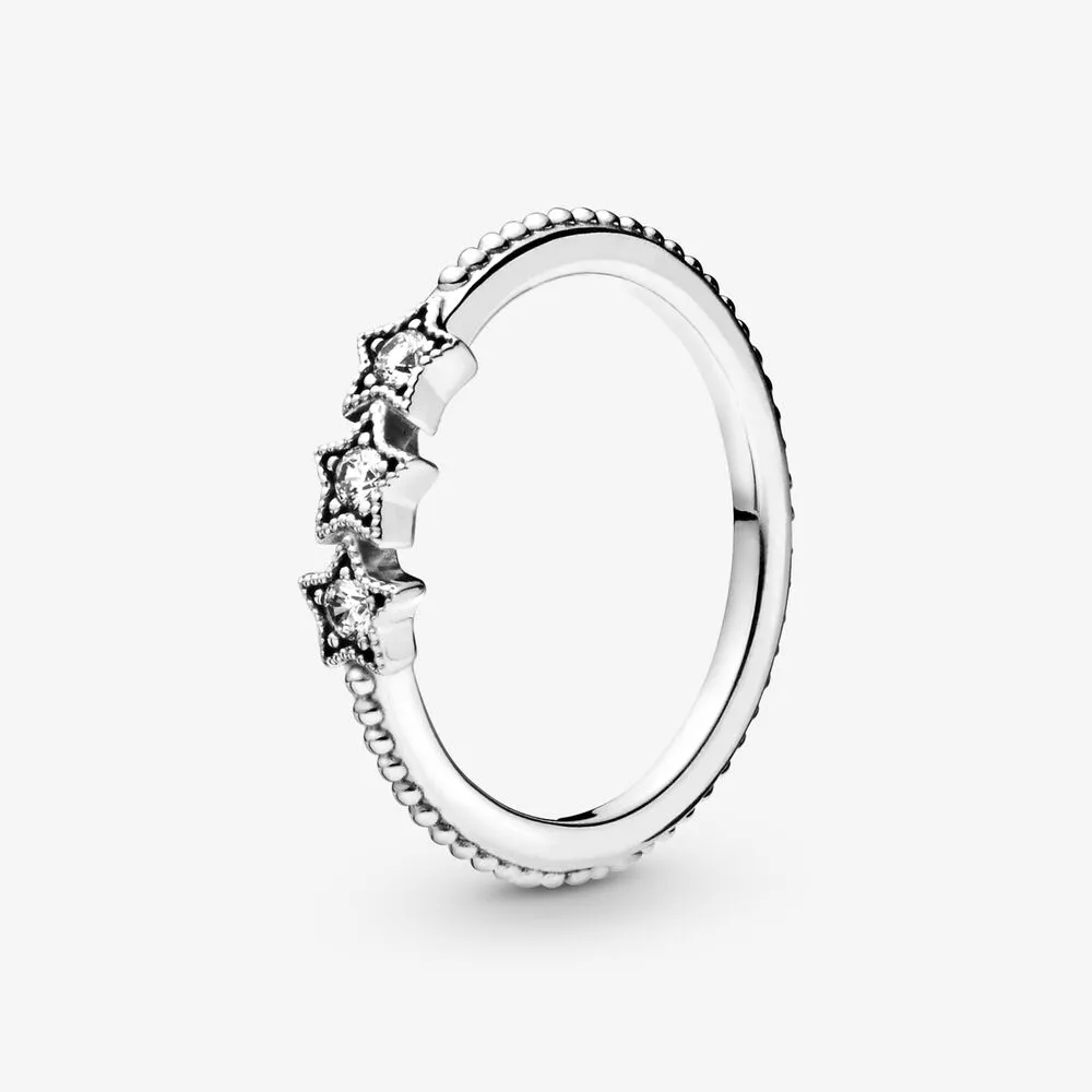 100% 925 Sterling Silver Celestial Stars Ring Pour Femmes Anneaux De Mariage Accessoires De Bijoux De Mode