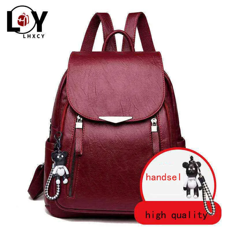 Classic Clamshell Double Zipper Women Backpacks High Quality Soft Pu Leather Bags For Women High