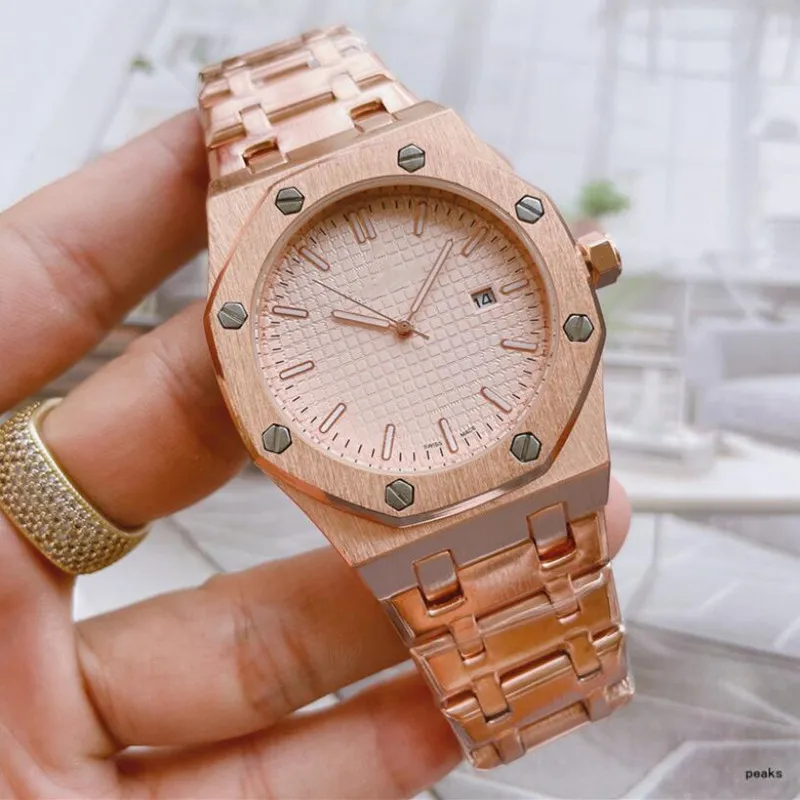 Mens Stainless Steel Rose Gold Quartz Watch Luxury Fashion