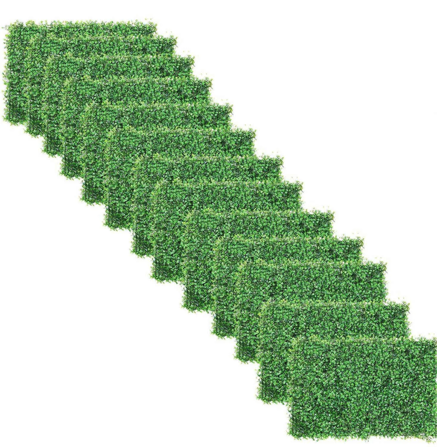 Konstgjorda Boxwoodpaneler Topiary Hedge Plants Artificial Greenery Fence Panels (Boxwood paneler) 210624