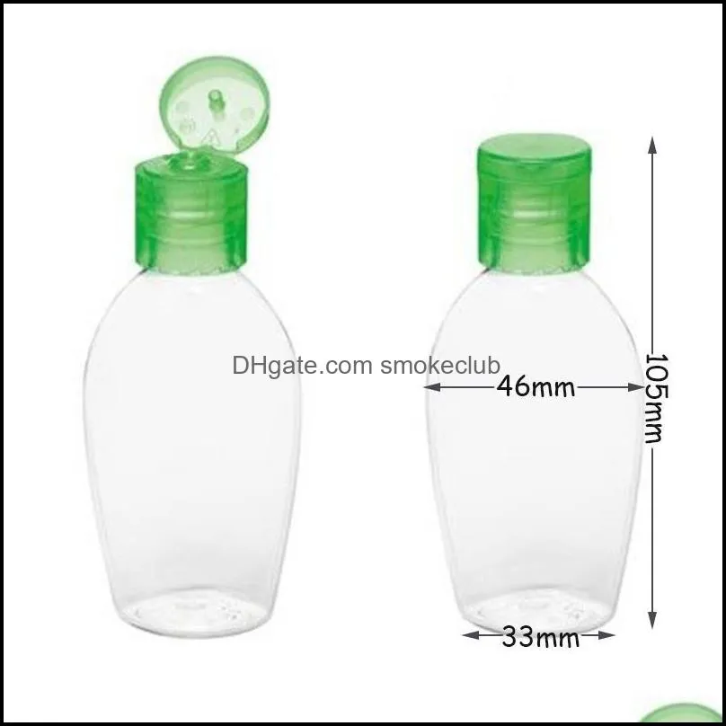 50ml Hand Sanitizer Bottle Empty Hand Wash Bottles PET Plastic Bottle For Disinfectant With Flip Cap Green White