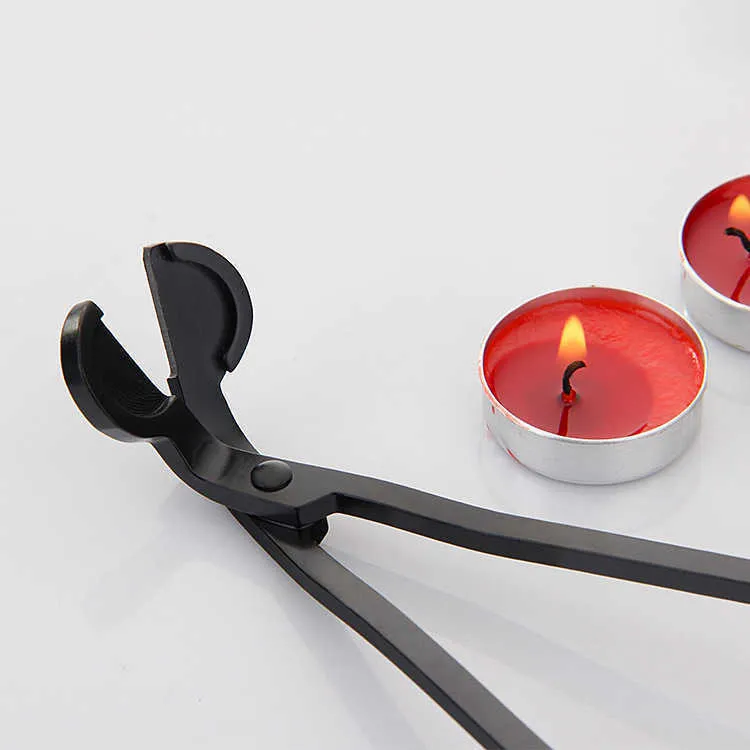 Stainless Steel Candle Wick Trimmer Oil Lamp Trim scissor tijera tesoura Cutter Snuffer Tool Hook Clipper in black