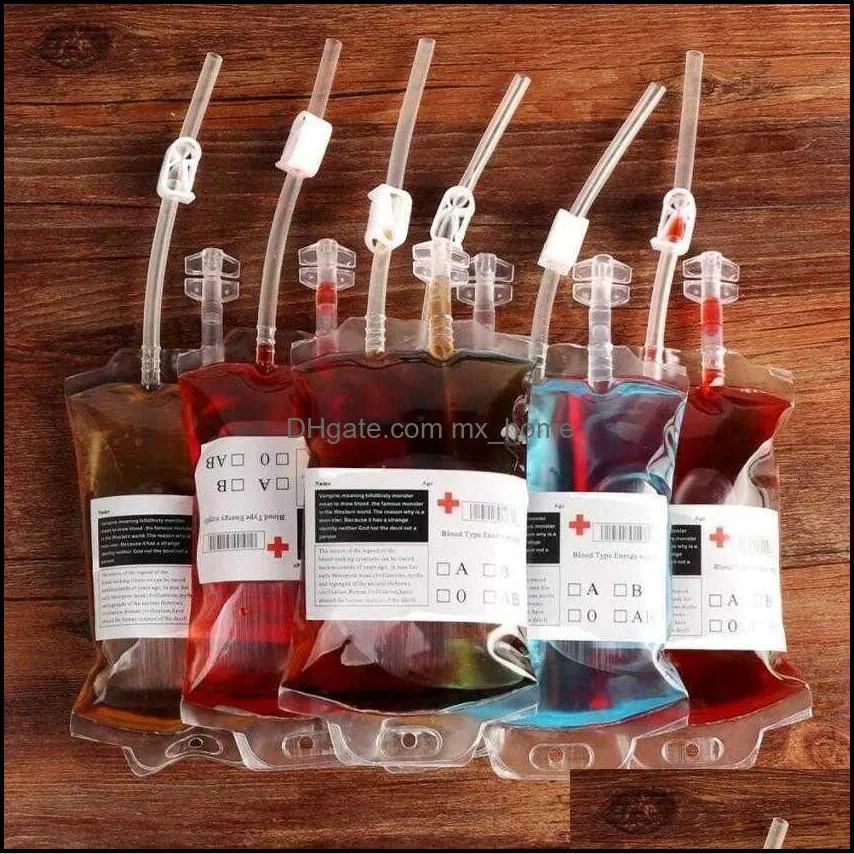 Other Festive & Party Supplies blood bag Clear Food Grade PVC Drink The Vampire Diaries Cosplay Props Halloween Decoration 350ML H32R